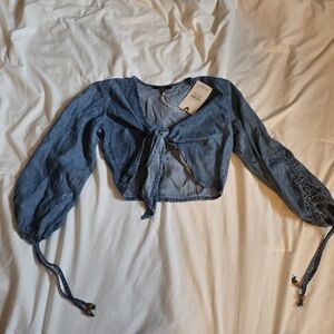 Studio Blue Tie-Front Top